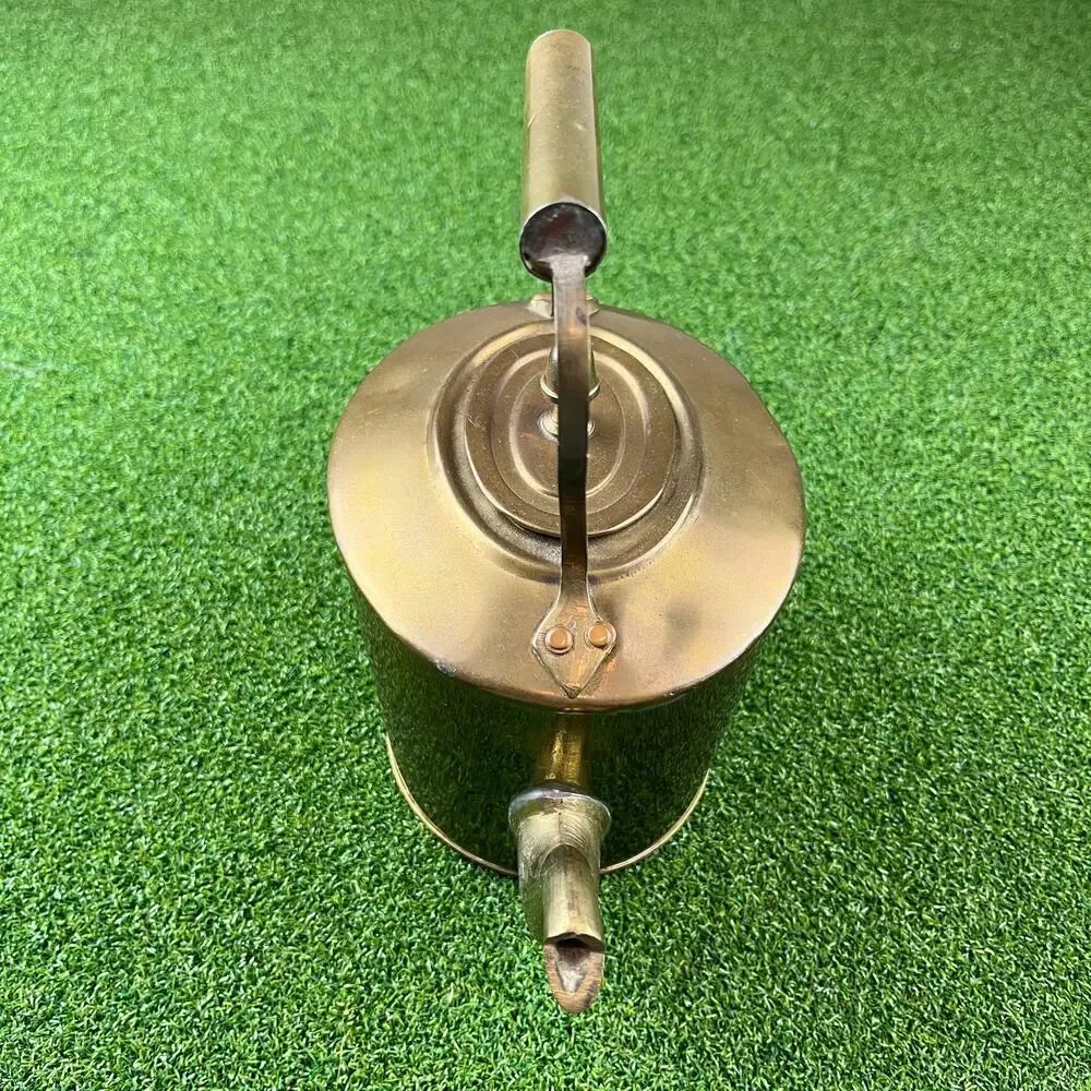 Vintage Brass Teapot Kettle Fixed Handle Copper Oval Shape Decor